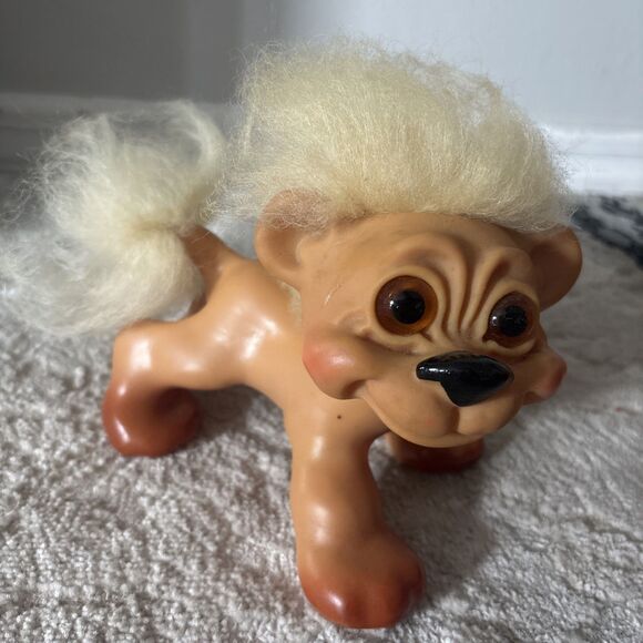 DAM Other - Vintage 1960s DAM Troll Doll Animal Lion Rare Fluffy Hair MINT